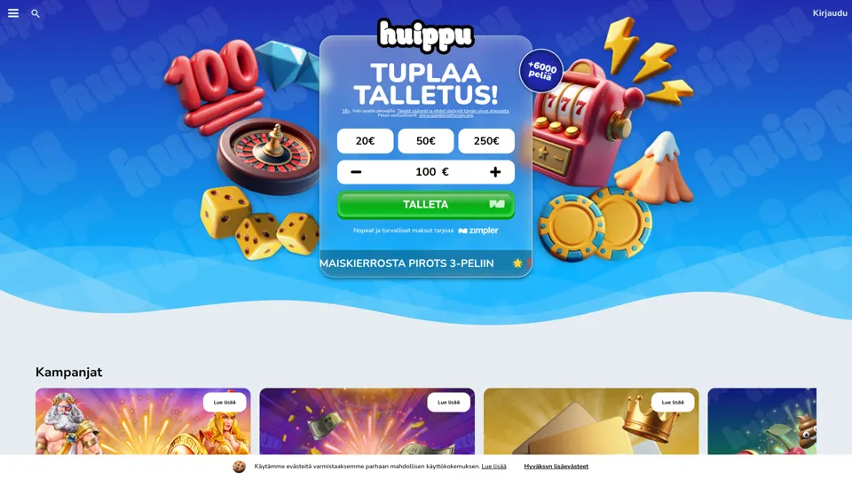 Huippukasino etusivu kuvakaappaus